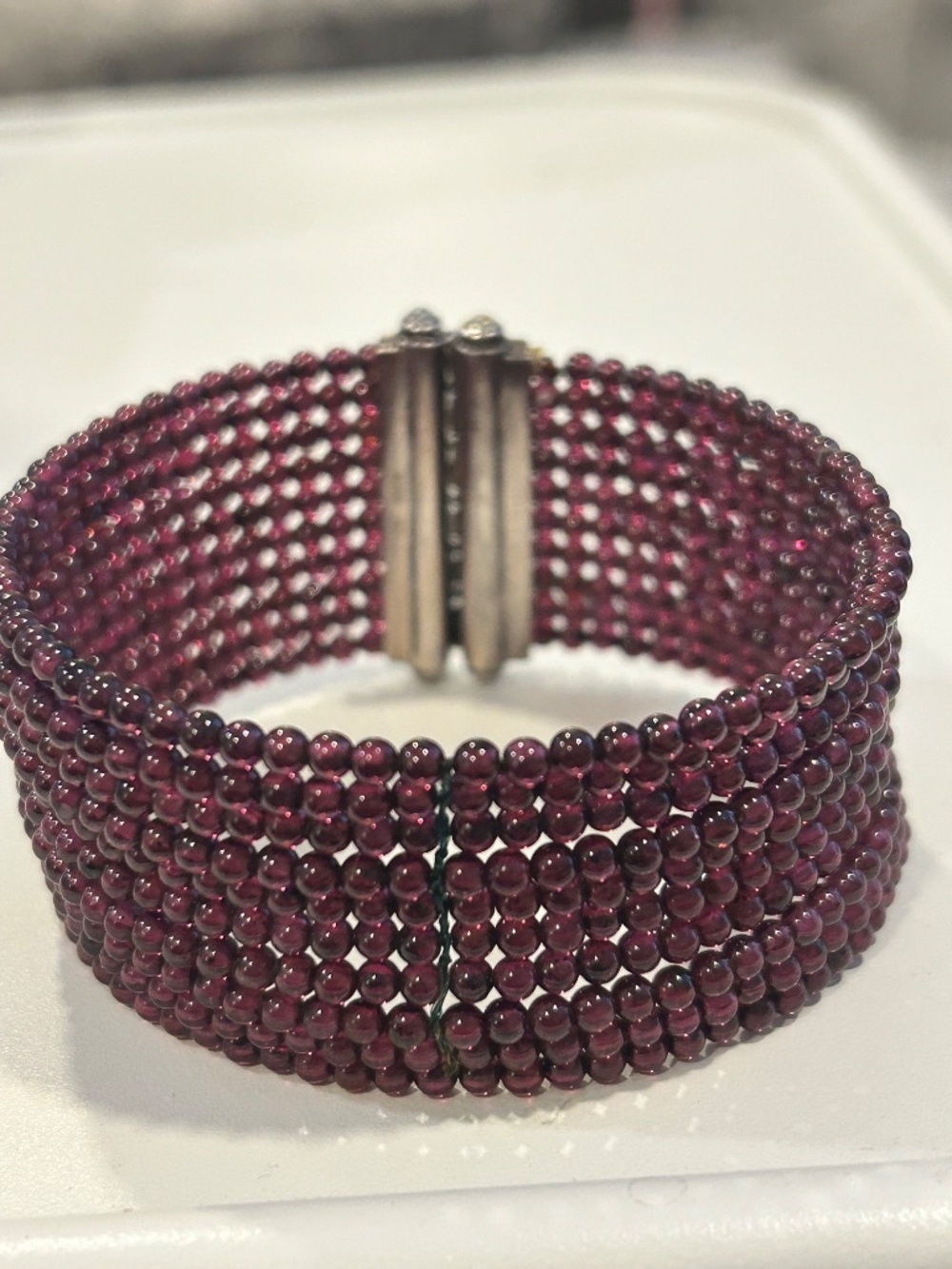 Sajen Sterling Silver and Ten Strand Garnett Cuff Bracelet - Picture 4 of 8